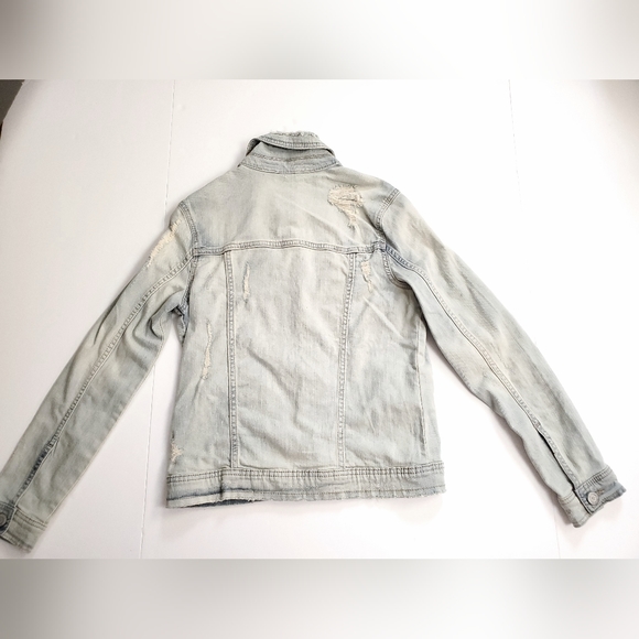 NWT Aeropostale Light Wash Blue Denim Jean Jacket Womens Sz XS Distressed - Picture 10 of 12